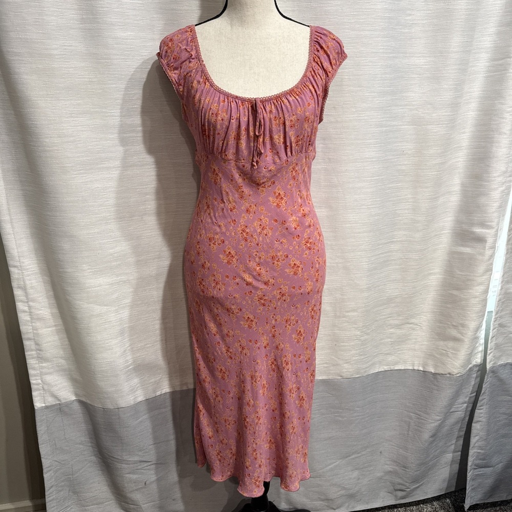 Wet Seal Vintage Pullover Floral Mesh Milkmaid Long Dress Fairy Grunge size Smal